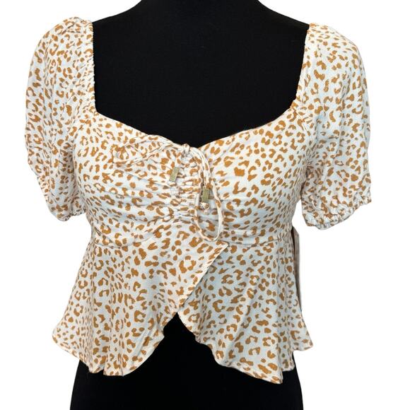 New ~ URBAN ROMANTICS  ~  Boho Peasant Tie Front Crop Top Size M - Picture 1 of 5